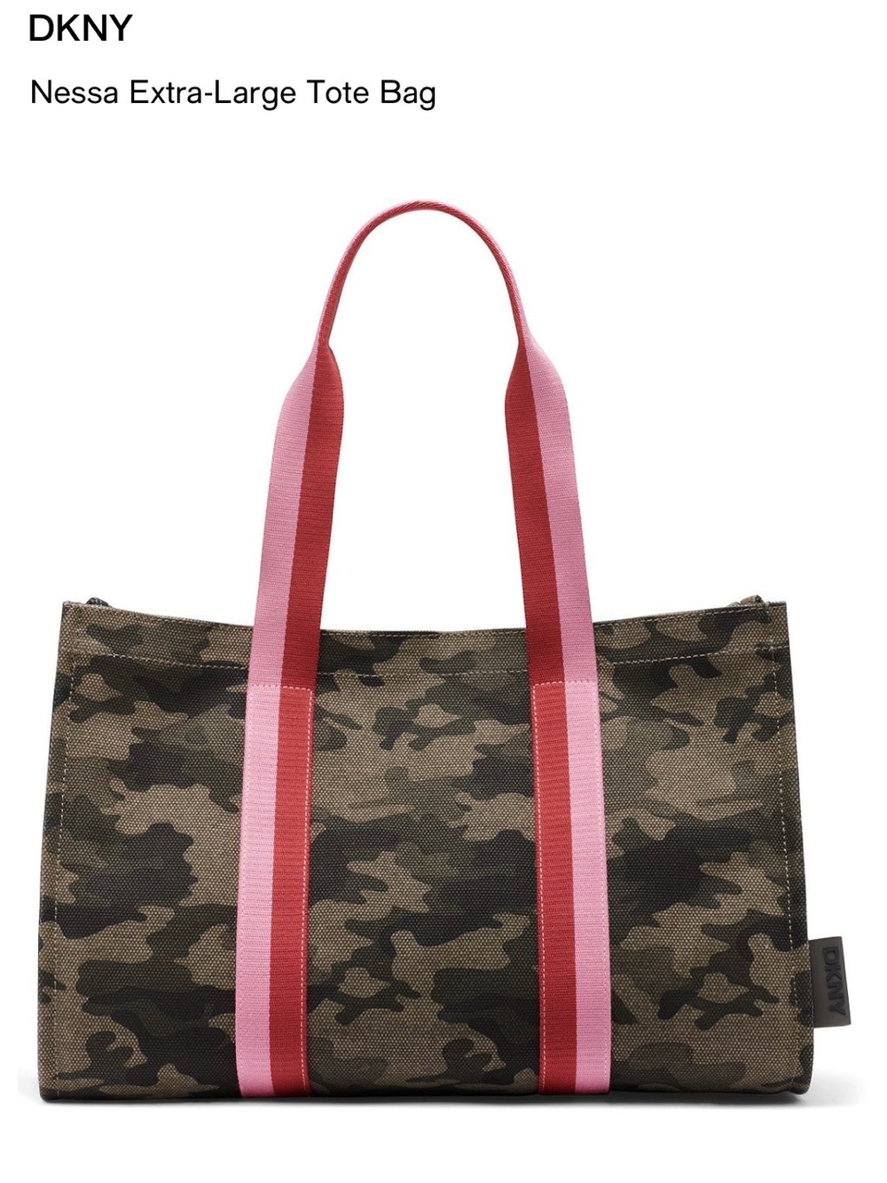 DKNY Camouflage Extra-Large Tote with Pink and Red Straps